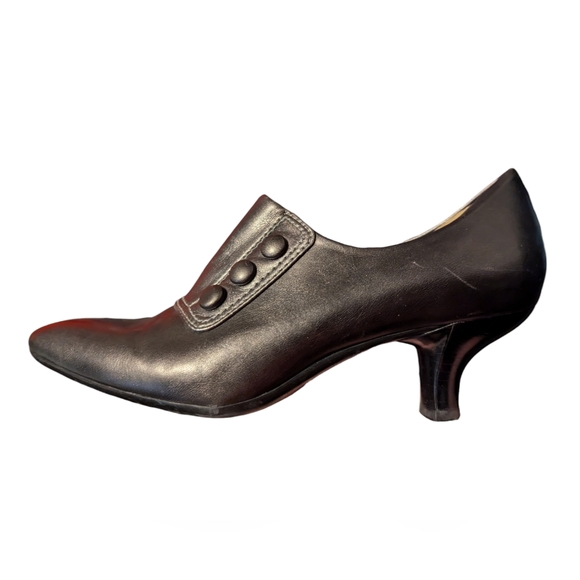 Franco Sarto Black Kitten Heels buttons Size 7 - Picture 2 of 8